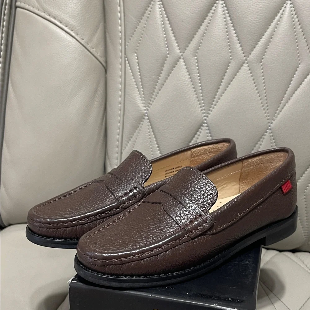 Marc Joseph East Village Brown Grainy Shoe Box with Gold Logo